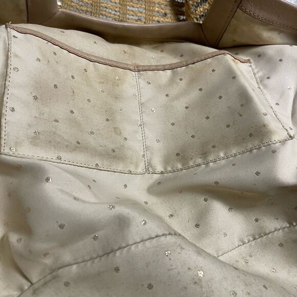 Kate Spade Jute and sequins Tan & Gold shoulder bag leather beige straps & trim - Picture 15 of 16